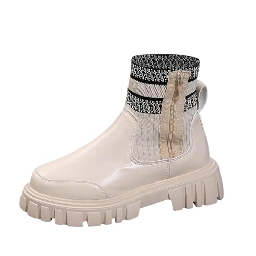 MODSGUE Wasserdicht Gummistiefel Damen Anti-Rutsch Atmungsaktiv Boots Mode Regenstiefel Stiefeletten Gartenschuhe Gummistiefeletten Kunstleder Winterboots Basic Winterstiefel von MODSGUE