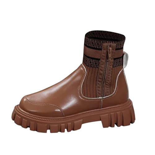 MODSGUE Wasserdicht Gummistiefel Damen Anti-Rutsch Atmungsaktiv Boots Mode Regenstiefel Stiefeletten Gartenschuhe Gummistiefeletten Kunstleder Winterboots Basic Winterstiefel von MODSGUE