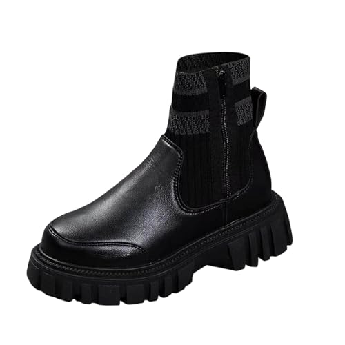 MODSGUE Wasserdicht Gummistiefel Damen Anti-Rutsch Atmungsaktiv Boots Mode Regenstiefel Stiefeletten Gartenschuhe Gummistiefeletten Kunstleder Winterboots Basic Winterstiefel von MODSGUE