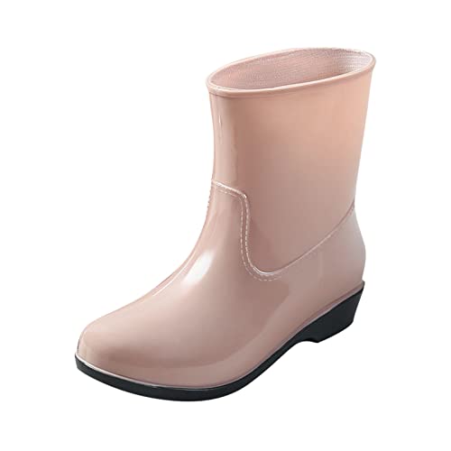 MODSGUE Wasserdicht Gummistiefel Damen Halbhoch Stiefeletten Bequeme Elastische Regenstiefel Wasserdicht Rutschfeste Regenstiefel Hiking Flach Gummistiefel Safety Reitschuhe von MODSGUE