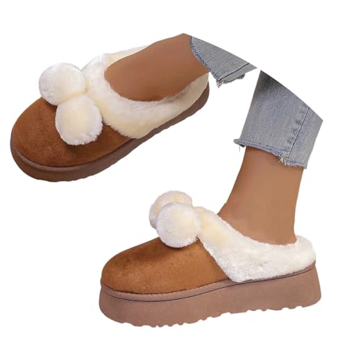MODSGUE Winter Damen Hausschuhe Warmes Futter Dickbesohlte Bedruckte Kontursohle Damen Baumwollschuhe Warm Und Rutschfest Indoor Outdoor Winterhausschuhe von MODSGUE