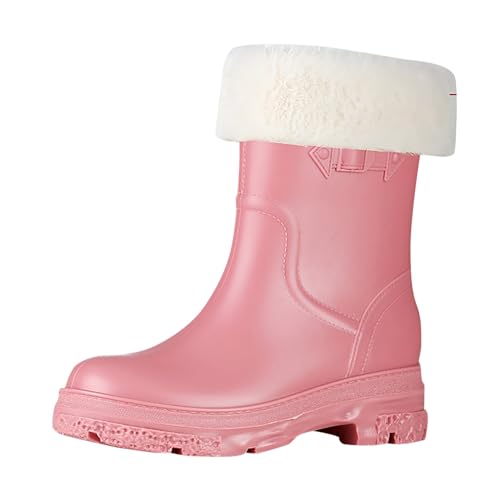 MODSGUE Winter Gummistiefel Gefüttert Damen Warme Regenstiefel Winter Gummistiefeletten Basic Wasserdicht Halbhohe Bequem Regenschuhe Rutschfeste Gartenschuhe Basic Fashion Rain Boots von MODSGUE