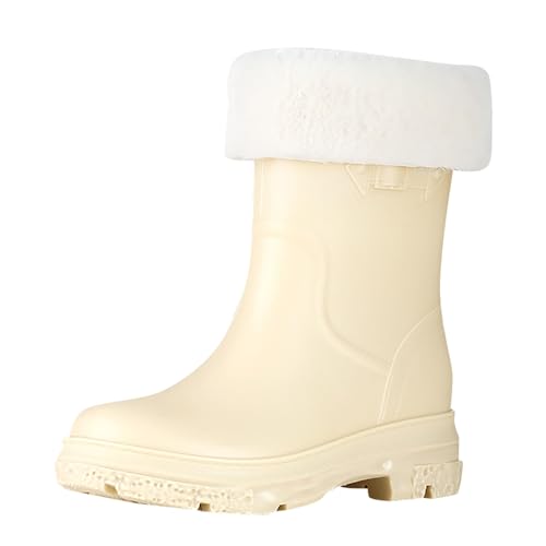 MODSGUE Winter Gummistiefel Gefüttert Damen Warme Regenstiefel Winter Gummistiefeletten Basic Wasserdicht Halbhohe Bequem Regenschuhe Rutschfeste Gartenschuhe Basic Fashion Rain Boots von MODSGUE