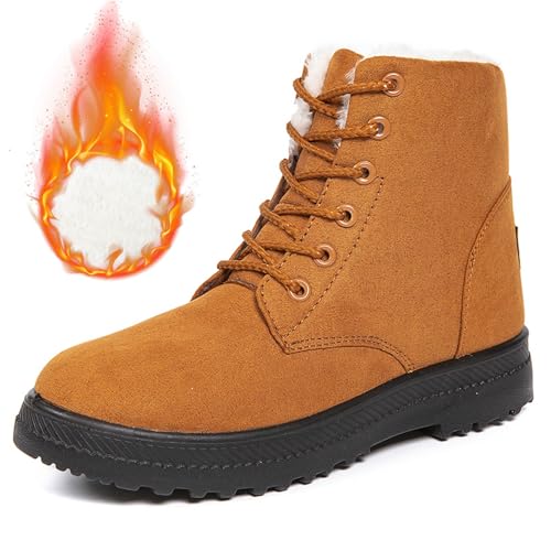 MODSGUE Winterstiefel Damen Boots, Warm Gefütterte Schneestiefel, Wasserdicht WinterBoots,Bequem Basic Rutschfest Winterschuhe Damenstiefel Winter Stiefel Fellstiefel von MODSGUE