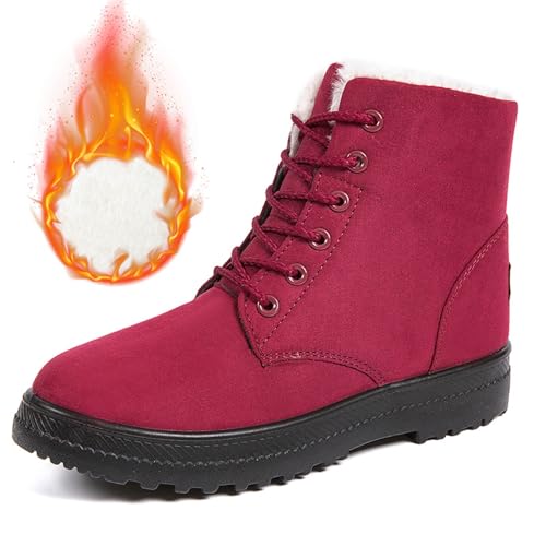 MODSGUE Winterstiefel Damen Boots, Warm Gefütterte Schneestiefel, Wasserdicht WinterBoots,Bequem Basic Rutschfest Winterschuhe Damenstiefel Winter Stiefel Fellstiefel von MODSGUE