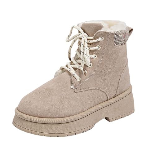 MODSGUE Winterstiefel Damen Winterschuhe Stiefel Einfarbige Damenstiefel Basic Elegant Stiefeletten Damenschuhe Frauen Herbst Winter Schneestiefel Warme Ankle Boots Plateau Schuhe von MODSGUE