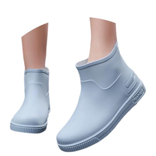 Regenstiefel Damen Wasserdicht Anti-Rutsch Kurz Gummistiefel Regenschuhe mit Absatz Bequem Schwarz Glitzer Regenstiefeletten Stiefel Basic Weiter Schaft Reitstiefel Gummistiefeletten von MODSGUE