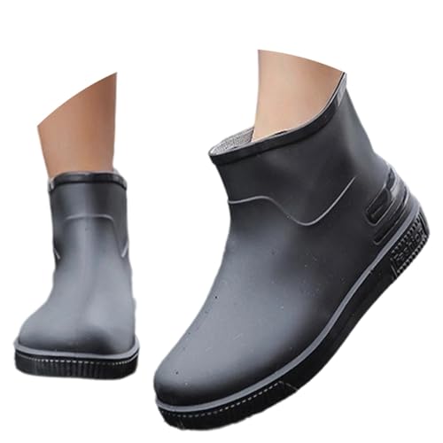 Regenstiefel Damen Wasserdicht Anti-Rutsch Kurz Gummistiefel Regenschuhe mit Absatz Bequem Schwarz Glitzer Regenstiefeletten Stiefel Basic Weiter Schaft Reitstiefel Gummistiefeletten von MODSGUE