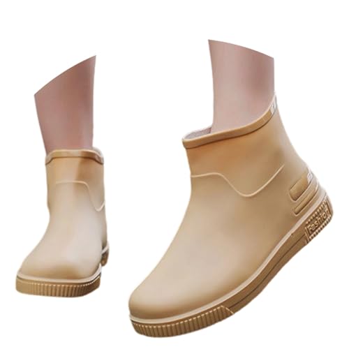 Regenstiefel Damen Wasserdicht Anti-Rutsch Kurz Gummistiefel Regenschuhe mit Absatz Bequem Schwarz Glitzer Regenstiefeletten Stiefel Basic Weiter Schaft Reitstiefel Gummistiefeletten von MODSGUE