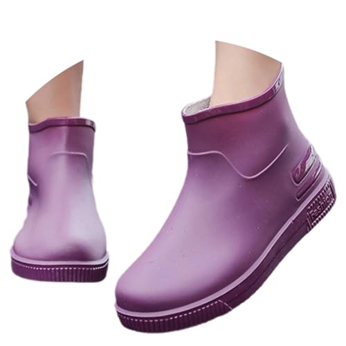 Regenstiefel Damen Wasserdicht Anti-Rutsch Kurz Gummistiefel Regenschuhe mit Absatz Bequem Schwarz Glitzer Regenstiefeletten Stiefel Basic Weiter Schaft Reitstiefel Gummistiefeletten von MODSGUE