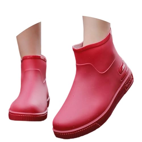 Regenstiefel Damen Wasserdicht Anti-Rutsch Kurz Gummistiefel Regenschuhe mit Absatz Bequem Schwarz Glitzer Regenstiefeletten Stiefel Basic Weiter Schaft Reitstiefel Gummistiefeletten von MODSGUE