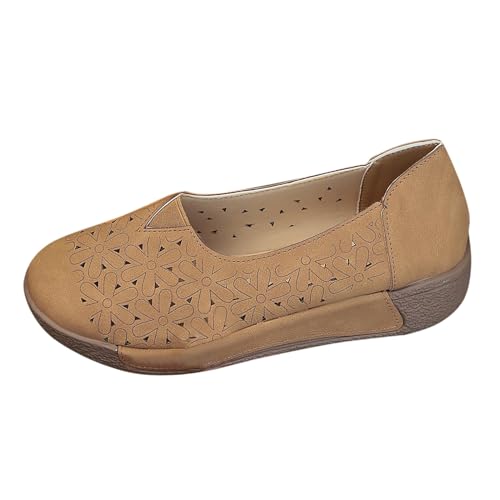 Sandalen Damen Sommer Clogs Hausschuhe Flach Sandaletten Halbschuhe Vintage Hohl Runde Zehe Frauen Schuhe Mary Jane Halbschuh Strandsandalen von MODSGUE