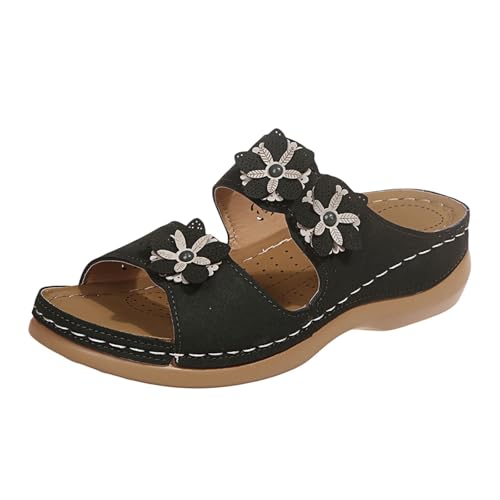 Sandalen Damen Sommer Orthopädische Rutschfest Weiche Pantoffeln Peep Toe Leichte Breite Füße Keilsandale Basic Sommerschuhe Keilabsatz mit Fußgewölbestütze Sandaletten Strandschuhe Sandalen Damen Sommer Orthopädische Rutschfest Weiche Pantoffeln Peep Toe Leichte Breite Füße Keilsandale Basic Sommerschuhe Keilabsatz mit Fußgewölbestütze Sandaletten Strandschuhe von MODSGUE
