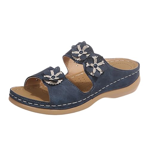 Sandalen Damen Sommer Orthopädische Rutschfest Weiche Pantoffeln Peep Toe Leichte Breite Füße Keilsandale Basic Sommerschuhe Keilabsatz mit Fußgewölbestütze Sandaletten Strandschuhe Sandalen Damen Sommer Orthopädische Rutschfest Weiche Pantoffeln Peep Toe Leichte Breite Füße Keilsandale Basic Sommerschuhe Keilabsatz mit Fußgewölbestütze Sandaletten Strandschuhe von MODSGUE