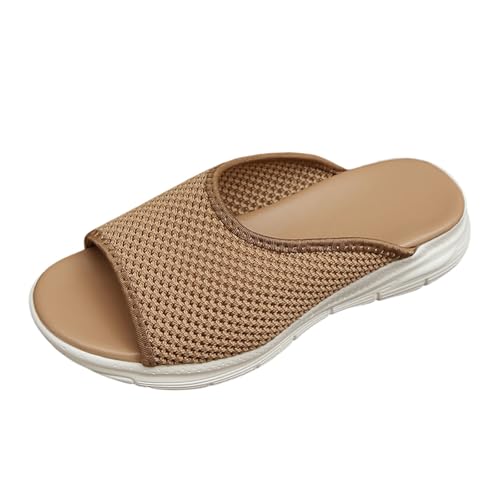 Sandalen Damen Sommer Orthopädische Rutschfest Weiche Pantoffeln Peep Toe Leichte Breite Füße Keilsandale Basic Sommerschuhe Locker Atmungsaktive Strandschuhe von MODSGUE