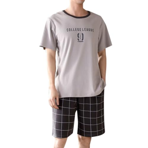 Schlafanzug Herren Kurz Zweiteilig Pyjama Modischer Hausanzug Shirt Und Hosen Pyjama Set Lustig Sleepwear Schicke Pyjama-Set Schwarz von MODSGUE