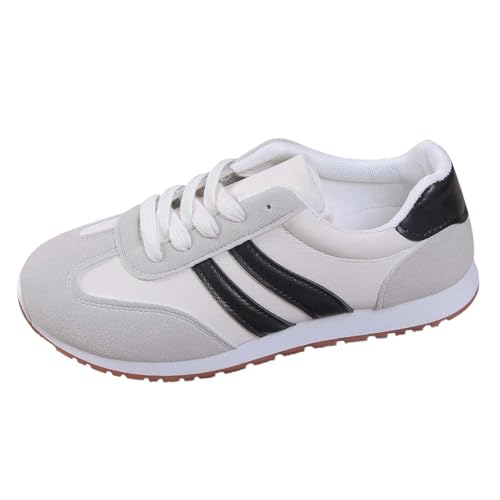 Sneaker Damen Retro Style Tennis Und Skateboarden Sneaker Klassische Mit Schnürsenkeln Gummisohle Modische rutschfeste Freizeit Skate-Schuhe Freizeitschuhe Flach Leder Turnschuhe von MODSGUE