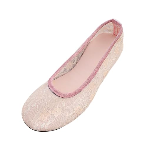 Tanzschuhe Atmungsaktive Einzelschuhe Spitze Flat Mesh Freizeitschuhe Schlüpfschuhe Sommer Bequem Einzelschuhe Spitzenschuhe Mode Outdoor Freizeitschuhe von MODSGUE