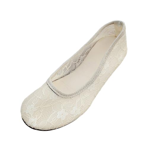 Tanzschuhe Atmungsaktive Einzelschuhe Spitze Flat Mesh Freizeitschuhe Schlüpfschuhe Sommer Bequem Einzelschuhe Spitzenschuhe Mode Outdoor Freizeitschuhe von MODSGUE