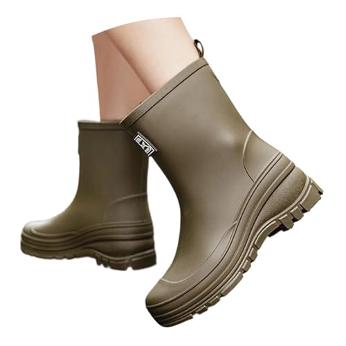 Wasserdicht Gummistiefel Damen Halbhoch Atmungsaktiv Boots Gartenschuhe Mode Anti-Rutsch Gummistiefeletten Rain Boots Herbst Winter Bequem Stiefeletten Regenschuhe von MODSGUE