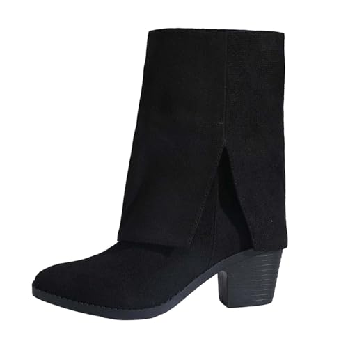 Westernstiefel Damen Braun Stiefeletten Elegant Wildleder Winter Stiefel Winterstiefel mit Absatz Cowboystiefel Halbhohe Bequemer Ankle Boots Halbhoch Damenstiefel von MODSGUE