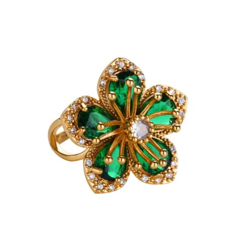MOEEIJEW Kristall-Blumenring für Damen, trendiger Strass-Blumen-Statement-Ring, Gold, verstellbar, minimalistischer Ring, Metall, Kein Edelstein MOEEIJEW Kristall-Blumenring für Damen, trendiger Strass-Blumen-Statement-Ring, Gold, verstellbar, minimalistischer Ring, Metall, Kein Edelstein von MOEEIJEW