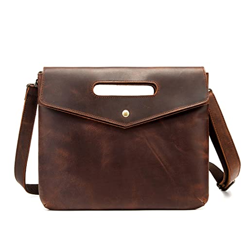 MOEIDO Umhängetasche Echtes Leder Herren Aktentasche Clutch Bag Retro Business Umschlag Tasche Erstschicht Crazy Horse Leder Schulter Messenger Bag von MOEIDO