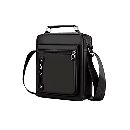 MOEIDO Umhängetasche Herren Crossbody Schulter Bagstote Mode Geschäftsmann Messenger Bag Große Größe Split Nylon Taschen(Color:Black) von MOEIDO