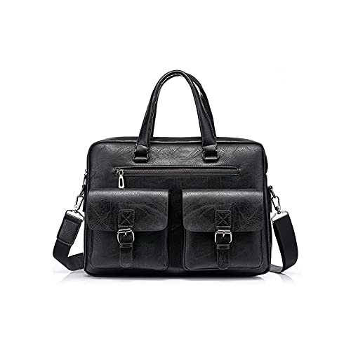 MOEIDO Umhängetasche Herren-Tote-Tasche PU. Lederaktenkoffer Männliche Laptoptaschen für Männer Handtaschen Computergeschäft Luxus Schulter Crossbody Bags(Color:Black) von MOEIDO