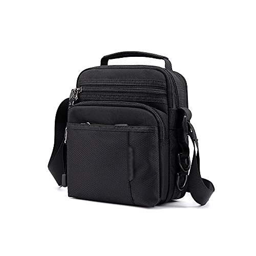 MOEIDO Umhängetasche Männer Messenger Bag Männliche Handtaschen Nylon Mann Umhängetasche Beiläufige Leichte Reise Crossbody Bag(Color:Black) von MOEIDO