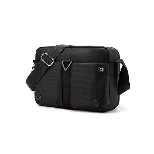 MOEIDO Umhängetasche Männer Umhängetasche Männer Messenger Bags Männliche Handtasche Wasserdichte Licht Nylon Sport Reise Crossbody(Color:Black) von MOEIDO