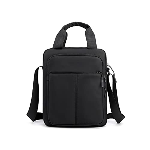 MOEIDO Umhängetasche Massivfarbe Große Kapazität Umhängetaschen for Männer Freizeit Outdoor Travel Oxford Tuch Messenger Bag(Color:Black) von MOEIDO