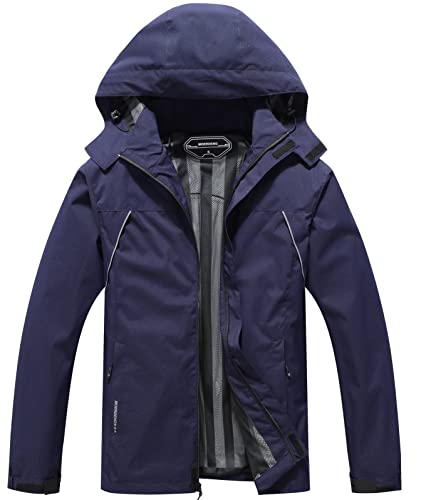 Wasserdichte Regenjacke für Herren, Outdoor, leicht, Softshell-Regenmantel für Wandern, Reisen, Marineblau, XL von MOERDENG