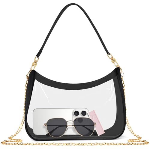 MOETYANG Transparente Tasche für Stadionveranstaltungen, durchsichtige Geldbörsen für Damen, Stadion-Crossbody, karierte Konzerttasche, Schulterhandtasche, Schwarz, Large, Casual MOETYANG Transparente Tasche für Stadionveranstaltungen, durchsichtige Geldbörsen für Damen, Stadion-Crossbody, karierte Konzerttasche, Schulterhandtasche, Schwarz, Large, Casual von MOETYANG