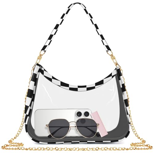 MOETYANG Transparente Tasche für Stadionveranstaltungen, durchsichtige Geldbörsen für Damen, Stadion-Crossbody, karierte Konzerttasche, Schulterhandtasche, Schwarz Weiß kariert MOETYANG Transparente Tasche für Stadionveranstaltungen, durchsichtige Geldbörsen für Damen, Stadion-Crossbody, karierte Konzerttasche, Schulterhandtasche, Schwarz Weiß kariert von MOETYANG