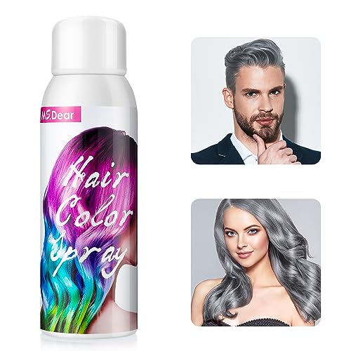 Haarfarbenspray, Temporäres Haarfarbenspray, Einmal-Haarfarbe Hairspray, Schnelle Färbung Und Leicht Auswaschbar Für Fantasie Cosplay Halloween, Geeignet Für Kinder Und Erwachsene - 100ml (Grau) von MOFAJANG