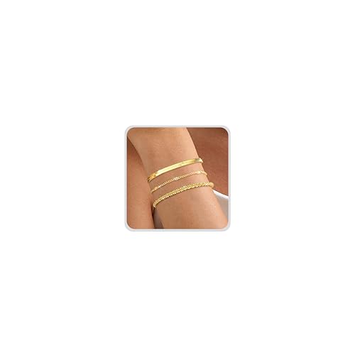 MOGASA 3 Stück Armband Damen Silber 925 Verstellbare Stapelbare Armbänder Damen Mädchen Perlenarmband Kettenarmband Schmuck Geschenk für Frauen Silber/Gold Armband Set von MOGASA