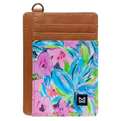 MOGEWOE Kreditkartenetui Geldbörse für Frauen Slim Minimalist Wallet RFID Blocking Leather Wallets Elastic Front Pocket Wallet for Women, Flower-e, Minimalistisch von MOGEWOE