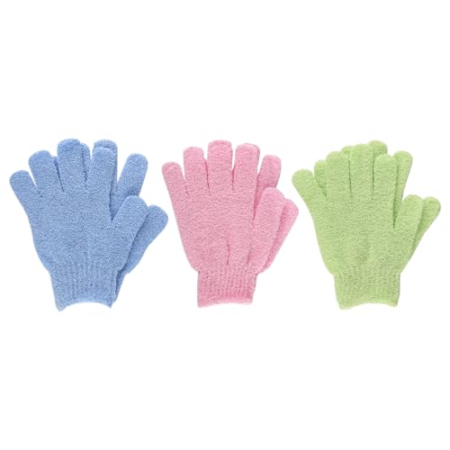 6 Stück Peelinghandschuh Peeling Handschuhe, Peeling Körper Duschschwamm, Waschhandschuh Körper Sauna Zubehör, abgestorbene Haut Entferner für Damen und Herren, Blau + Grün + Rot von MOGITO