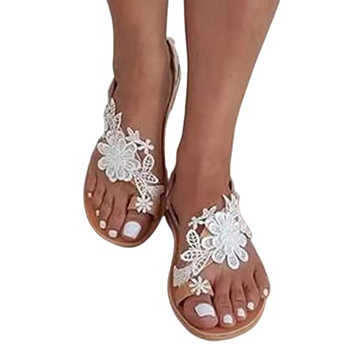 MOGSA Sommer-Hausschuhe für Damen, flache Strandsandalen, Hochzeitsschuhe, offener Zehenbereich, Flip Flop von MOGSA