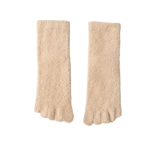 MOGSA Zehensocken, 3 Stück, dicke Fünf-Finger-Socken, Winter, warme Zehensocken, weich, gemütlich, Strumpfwaren, Khaki, Größe 36-40 von MOGSA