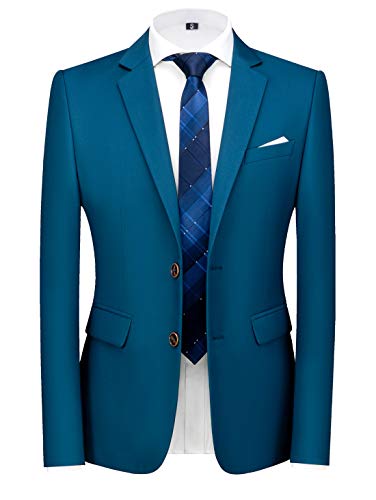 Herren-Anzugjacke, schmale Passform, Sportmäntel, Blazer für den täglichen Geschäft, Hochzeit, Party, ozeanblau, 52 von MOGU