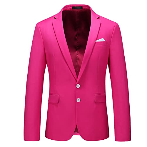 Herren-Anzugjacke Slim Fit Sport Mäntel Blazer für Alltag Business Hochzeit Party, hot pink, 46 von MOGU