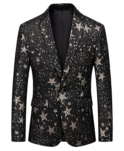 MOGU Herren-Blazer, modisch, floral, lässig, Sportmantel, schmale Passform, Stern, 54 von MOGU