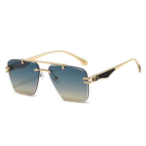 MOHDHAF-Damen's Rimless Sonnenbrille Retro Gradient Square Glasses Männer Sonnenbrille Outdoor Driving Metal Sun Protection MOHDHAF-Damen's Rimless Sonnenbrille Retro Gradient Square Glasses Männer Sonnenbrille Outdoor Driving Metal Sun Protection von MOHDHAF