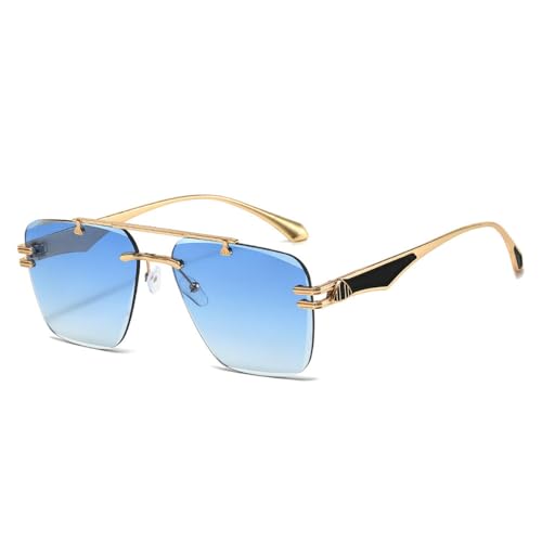 MOHDHAF-Damen's Rimless Sonnenbrille Retro Gradient Square Glasses Männer Sonnenbrille Outdoor Driving Metal Sun Protection MOHDHAF-Damen's Rimless Sonnenbrille Retro Gradient Square Glasses Männer Sonnenbrille Outdoor Driving Metal Sun Protection von MOHDHAF