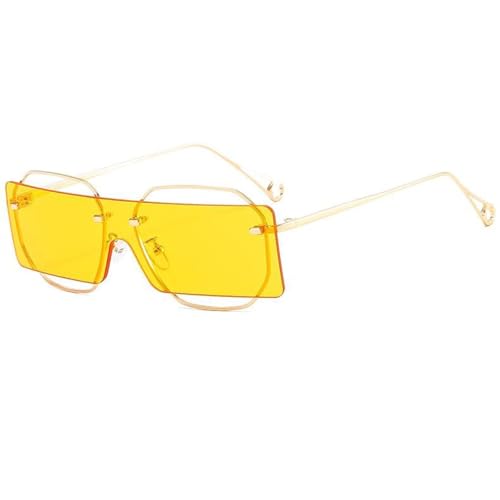 MOHDHAF-Fashion Damen Männer Rectangle Colour Lens Round Alloy Metal Frame Luxury Sonnenbrille Uv400 von MOHDHAF