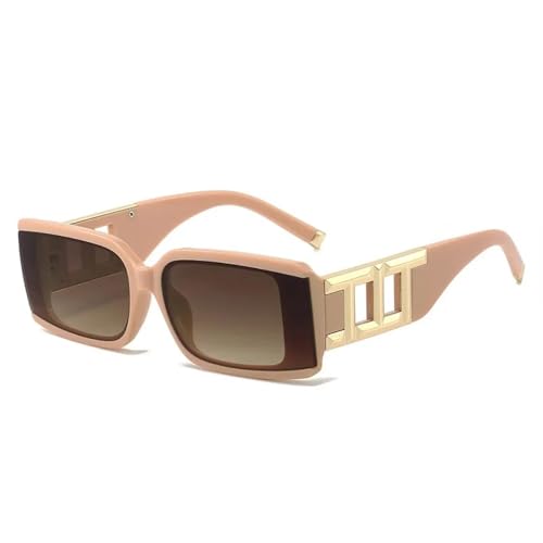 MOHDHAF-Fashion Rectangle Sonnenbrille Damen Männer Golden Decoration Vintage Gradient Lens Frame Uv400 MOHDHAF-Fashion Rectangle Sonnenbrille Damen Männer Golden Decoration Vintage Gradient Lens Frame Uv400 von MOHDHAF
