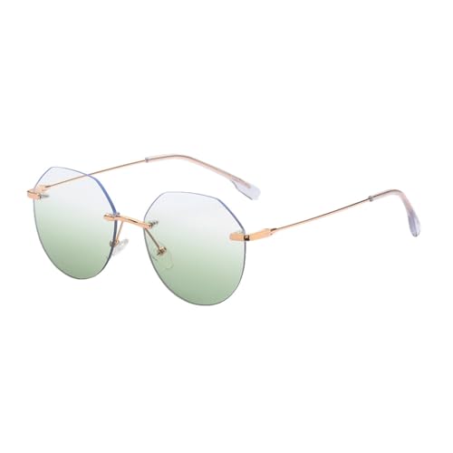 MOHDHAF-Fashion Sonnenbrille Damen Polygonal Rimless Metal Sonnenbrille Männer Gradient Blue Green Grey Party MOHDHAF-Fashion Sonnenbrille Damen Polygonal Rimless Metal Sonnenbrille Männer Gradient Blue Green Grey Party von MOHDHAF