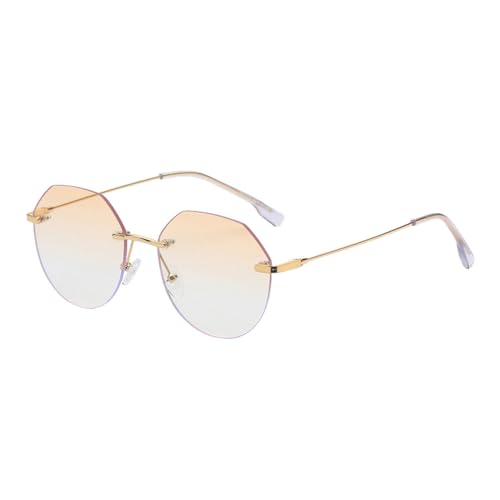 MOHDHAF-Fashion Sonnenbrille Damen Polygonal Rimless Metal Sonnenbrille Männer Gradient Blue Green Grey Party MOHDHAF-Fashion Sonnenbrille Damen Polygonal Rimless Metal Sonnenbrille Männer Gradient Blue Green Grey Party von MOHDHAF